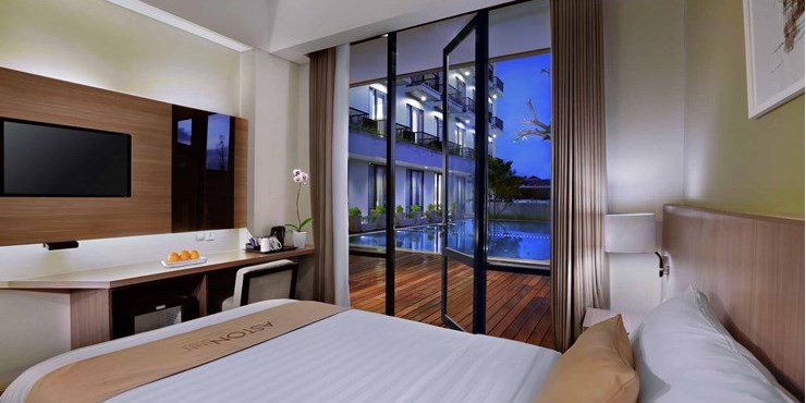 Unique room with pool access in modern stylish classy hotel in mataram lombok
